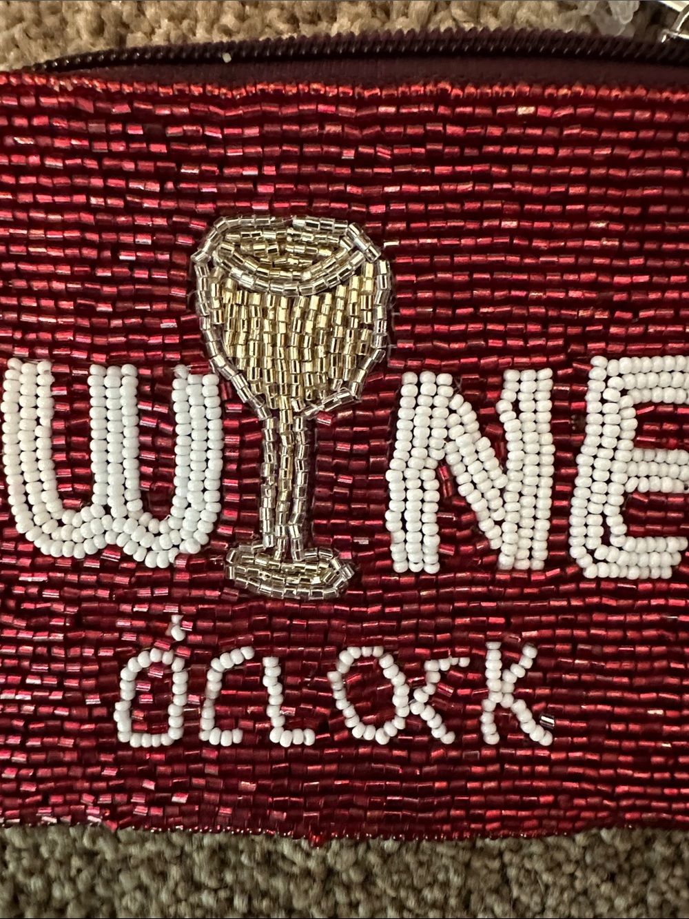 BACCI Red Beaded 'Wine O'Clock' Zip Coin Pouch - Picture 6 of 6